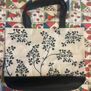 Elegant Black and Cream Floral Tote Bag